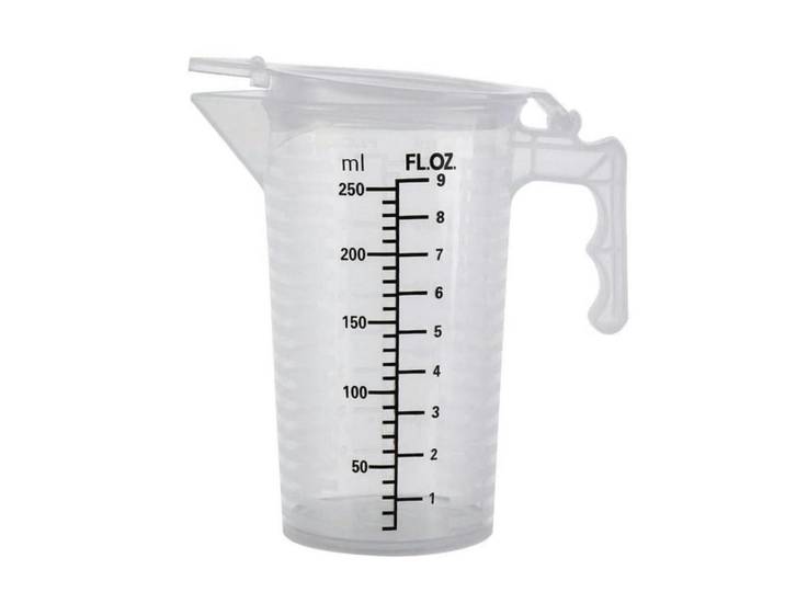 Messbecher transparent 250 ml mit Deckel und Griff, Transparent, Kunststoff, Backen & Backzubehör, Messbecher