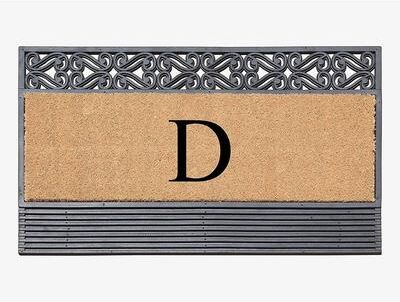 "A1 Home Collections First Impression Rubber and Coir Rosewood 24"" X 36"", Heavy Duty Outdoor Monogrammed Doormat"