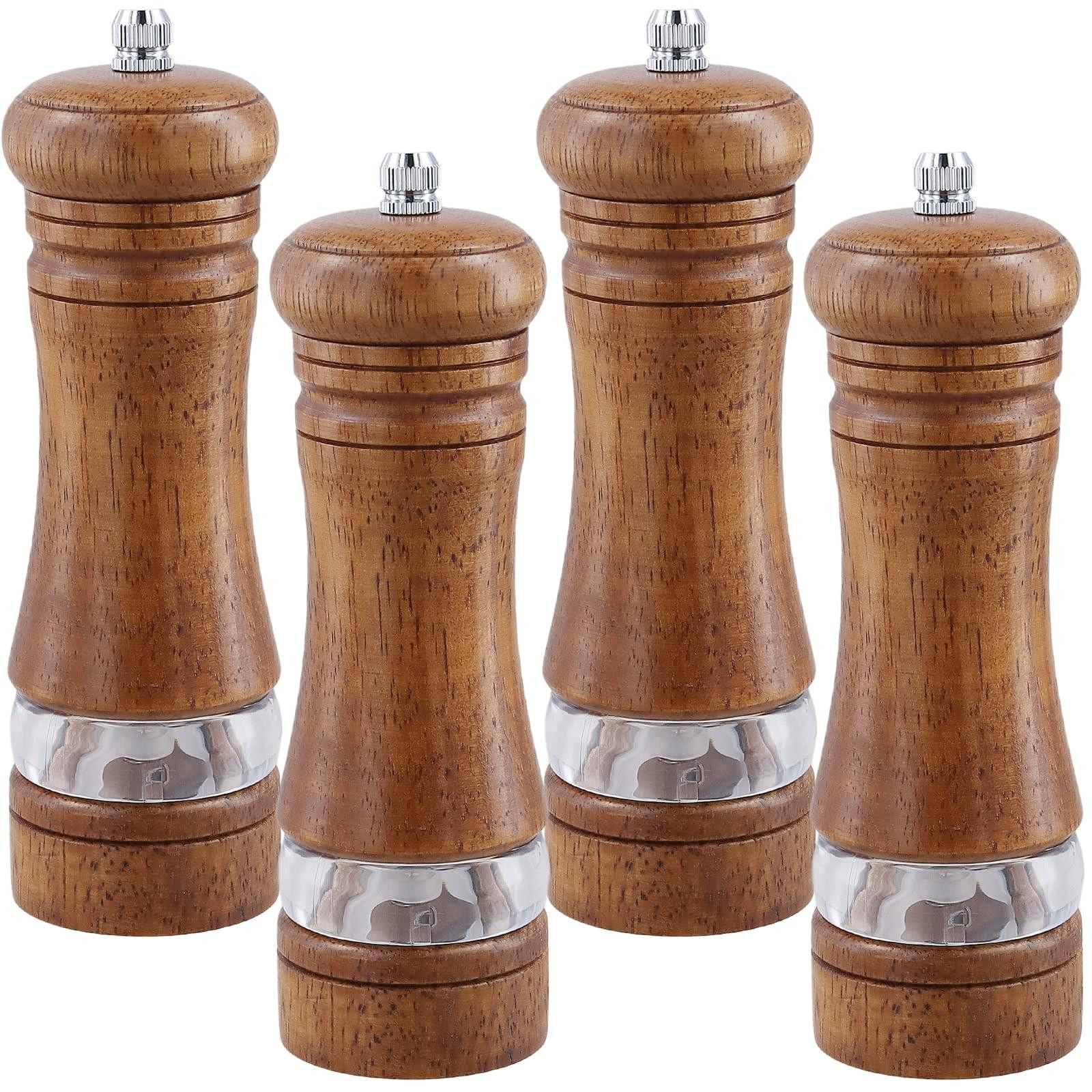 Dripio Houten set van 4 navulbare zout- en pepermolens, Hoogte: 15,5 cm