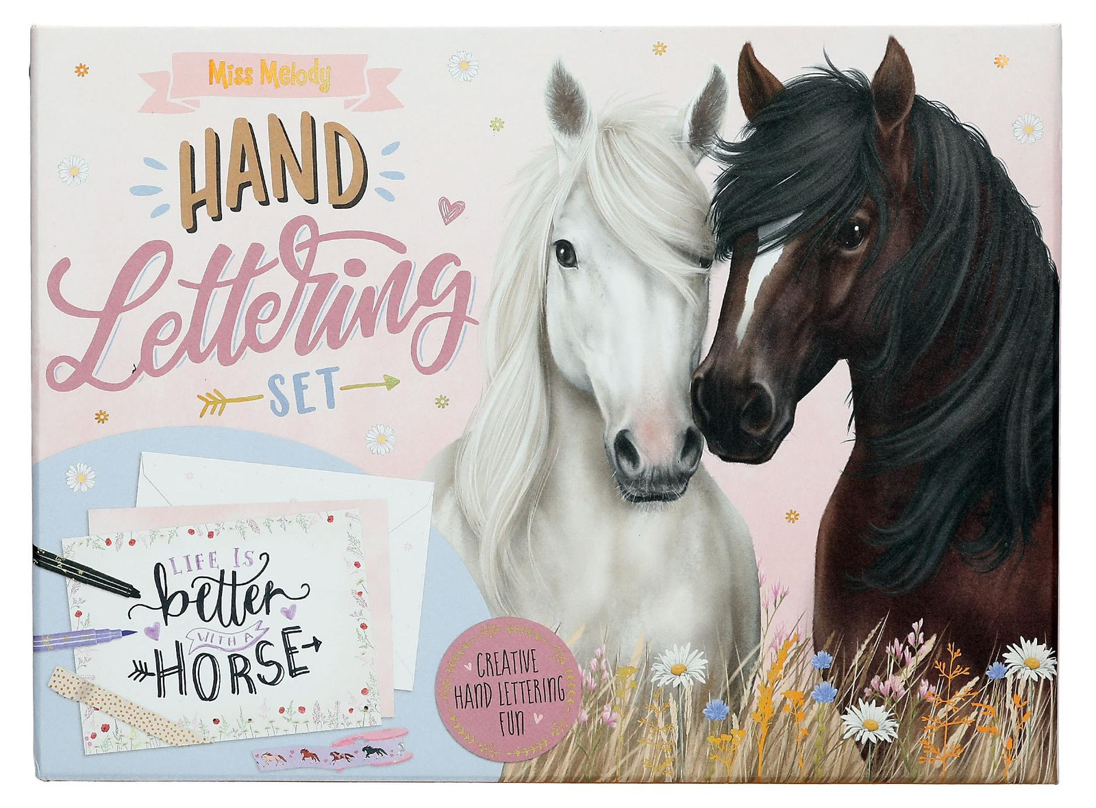 Depesche 13433 Miss Melody Briefbox met paardendesign en handlettering inclusief schrijfsysteem