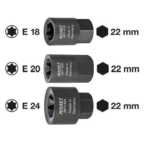 Hazet Bremssattel TORX Einsatz 2871-E20 Aussen-Sechskant 22 mm Aussen TORX Profil E20 (2871-E20)
