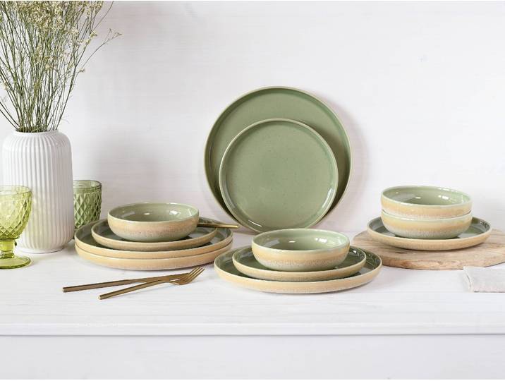 Service d'assiettes Romana 12 pièces Vert/Vert