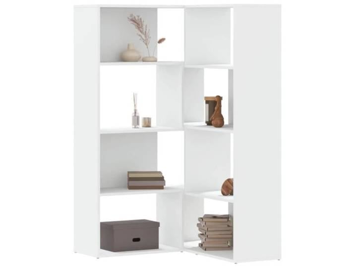 Bibliothèque d'angle - V GEBY - TY24870951 - Bois d'ingénierie - 4 niveaux - Blanc