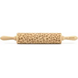 Folkroll 3D-Motiv-Teigrolle 'Flower Power' gross, Wallholz, Braun