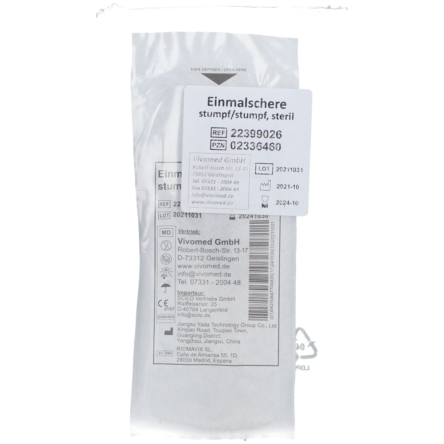 Einmal Verbandschere steril stumpf/stumpf 1 St Schere