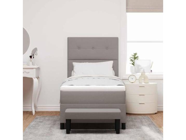 KTHLBRH Boxspringbett mit Kopfteil taupe 80 x 200 cm Stoff Mittelgroße Matratze, Holzgestell, 2-stufiges verstellbares Kopfteil, einfache Montage