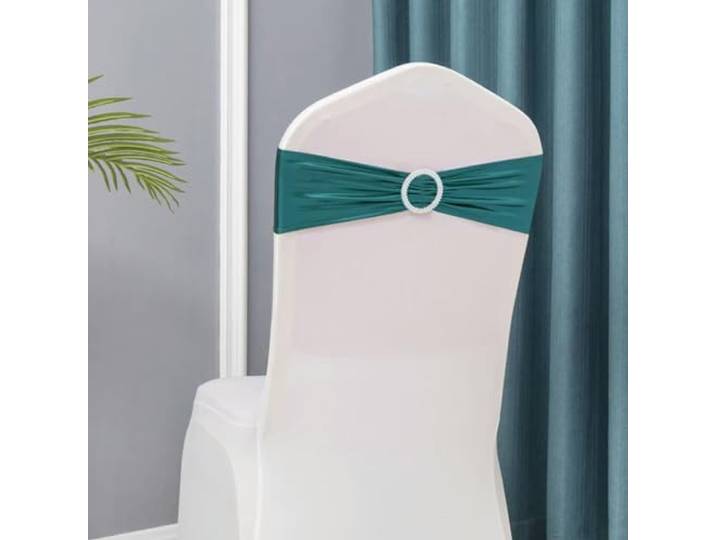 Stuhlschleifen, 50 teile/los Hochzeit Stuhl Dekoration Metallic Gold Schärpen(Peacock Blue)