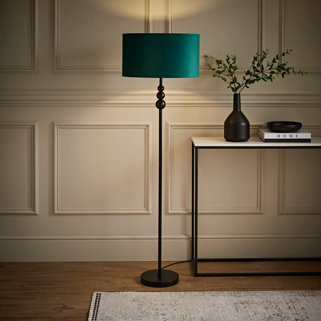 Rosdorf Park Randalia 145cm Traditional Floor Lamp Black/Forest Green 145cm H X 45cm W X 45cm D
