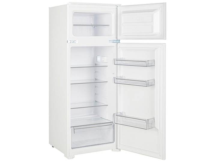 Mican Kühl-Gefrier-Kombination, Weiss, Metall, Kunststoff, Glas, 1 Schublade(n),1 Schublade(n) Schubladen, 54x145x54 cm, LED-Innenbeleuchtung, Be- und Entlüftung durch den Sockel, Türanschlag wechselbar, Küchen, Küchenelektrogeräte, Kühl- & Gefrierschränke, Kühl- und Gefrierkombinationen
