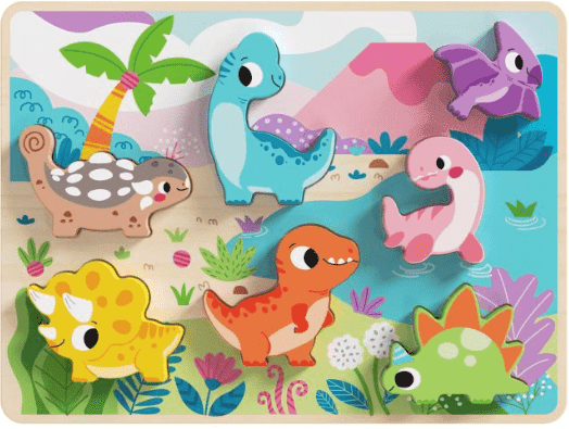 Tooky Toys Tooky Toy's Wooden Dinosaur Chunky Puzzle for 12 Months+