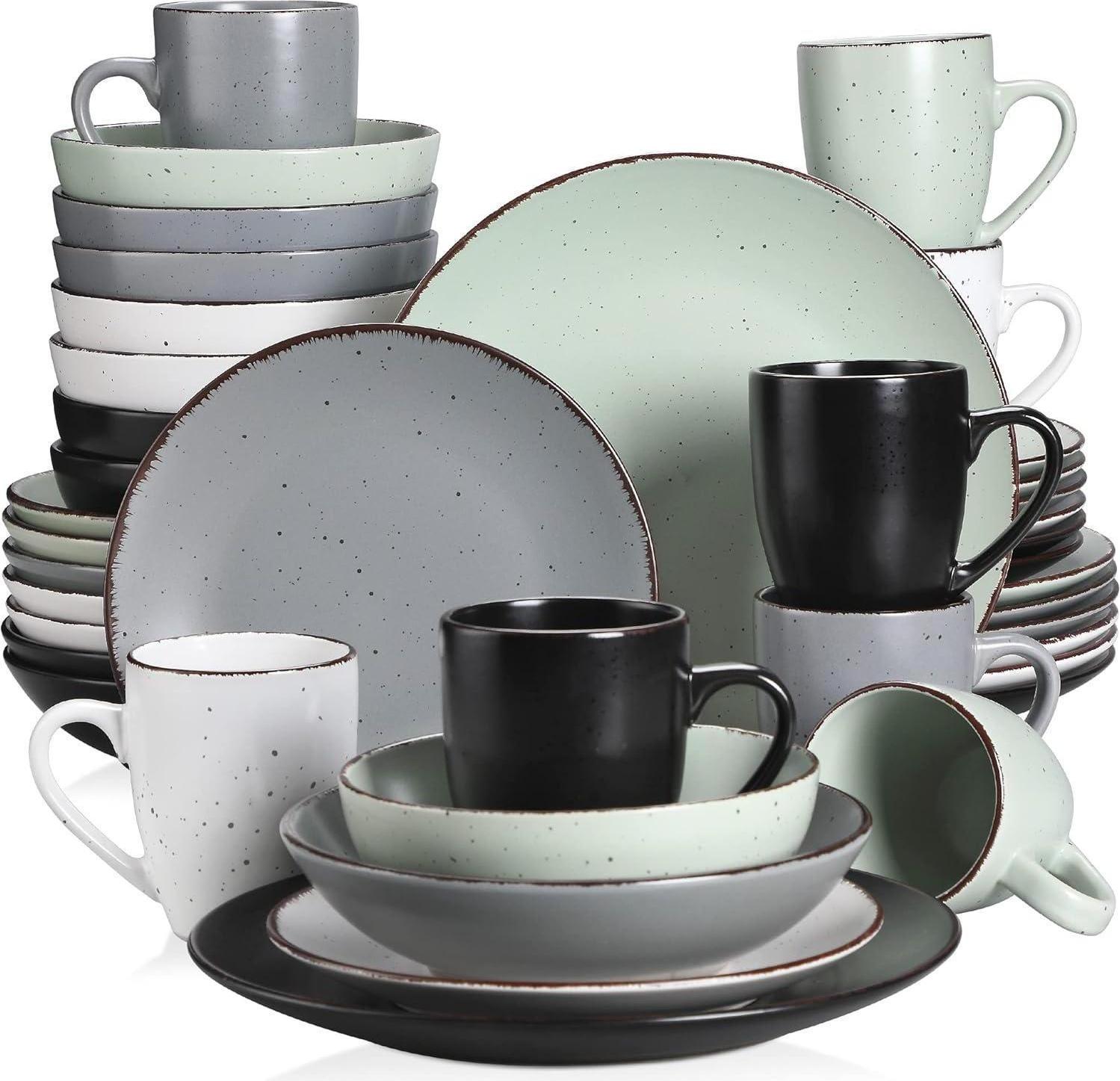 Tafelservice Steingut Vintage Aussehen 40-teilig Blau MODA vancasso