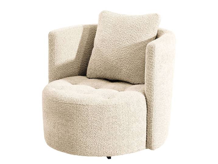 Fauteuil Timboan Beige/Beige Bouclè Abby Sans repose-pieds 65 x 77 x 40cm