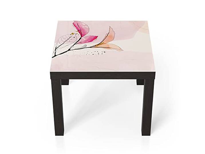 DEQORI Glastisch schwarz klein 55x55 cm Motiv Hineinragende Zweige ausgefallener Beistelltisch aus Glas Hochglanz Couchtisch fürs Wohnzimmer moderner Couch Tisch mit Design