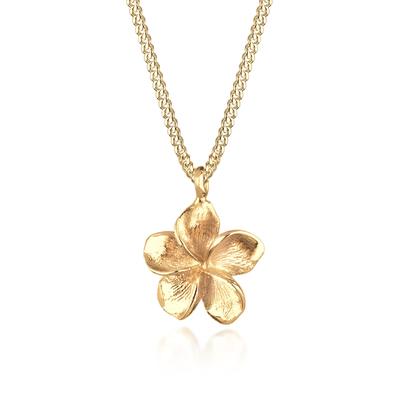 Kette mit Anhänger ELLI "Halskette Frangipani Blüte 925 Silber" Gr. 45, gold, Halsketten, Damen, 45, ohne Stein, Silber 925 (Sterlingsilber)