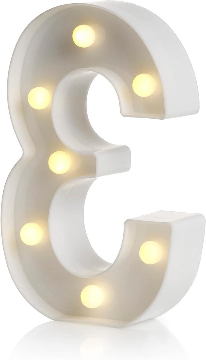 LED Cijfer Licht Warm Wit - Verlicht Getal voor Feestelijke Decoratie - Hoogte: 22,6 cm
