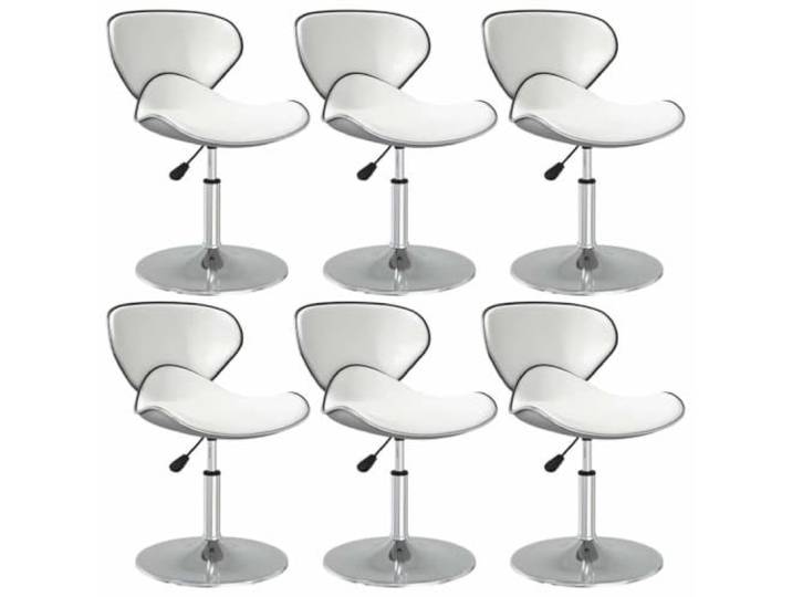 LMTYOENFG Esszimmerstuhl 6er Set Drehstuhl Höhenverstellbar Weiß Moderne Barstühle aus Kunstleder mit verchromtem Stahlfuß für Küche, Esszimmer, Büro und Homeoffice.