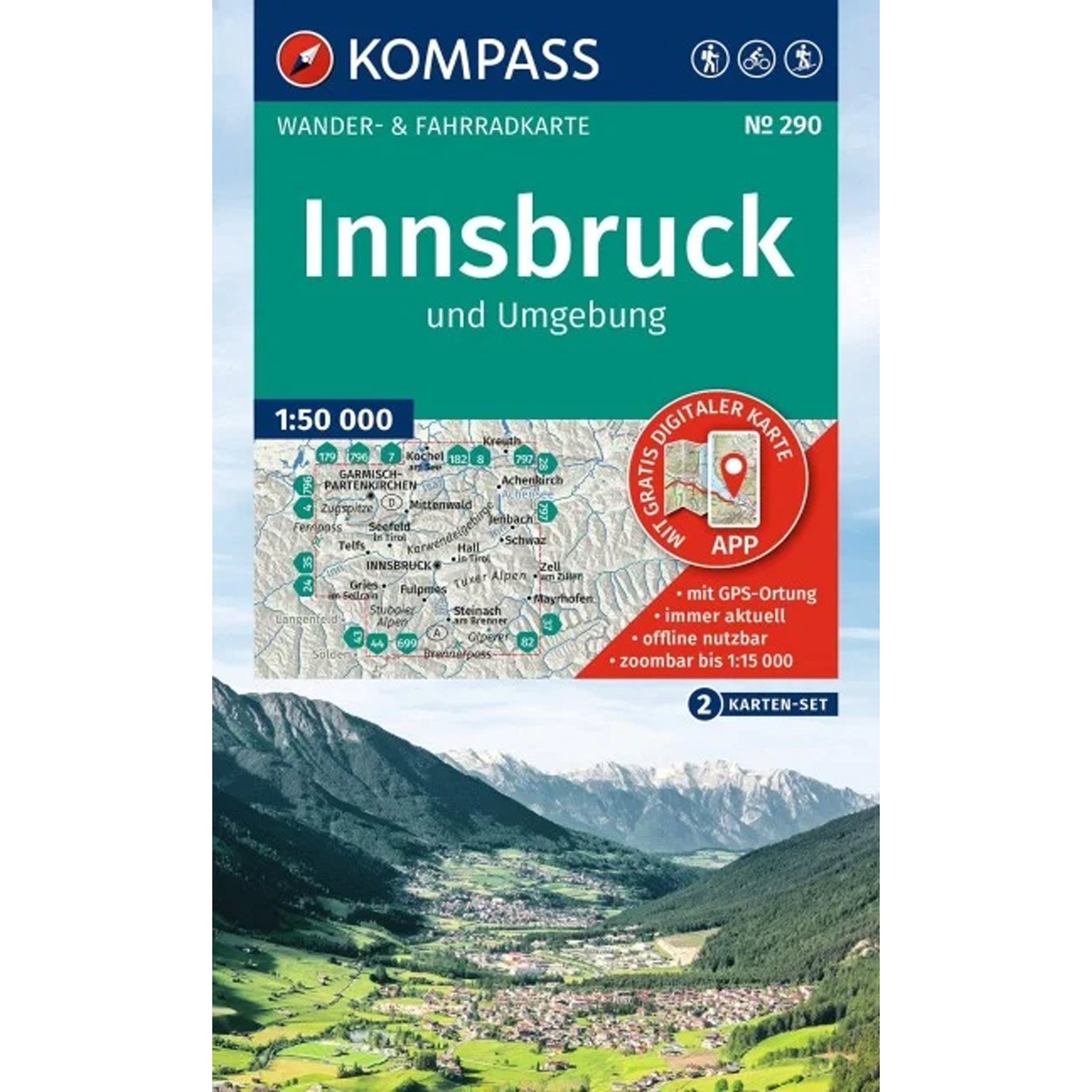 Kompass Verlag WK 290 Innsbruck Topografische Karten 2. Aufl. 2025
