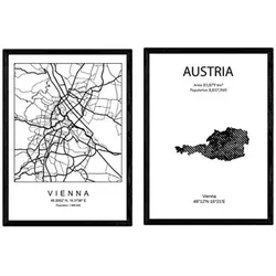 POSTER Set Mit 2 Österreich Und Wien Stadtplan A3 Rahmenlos