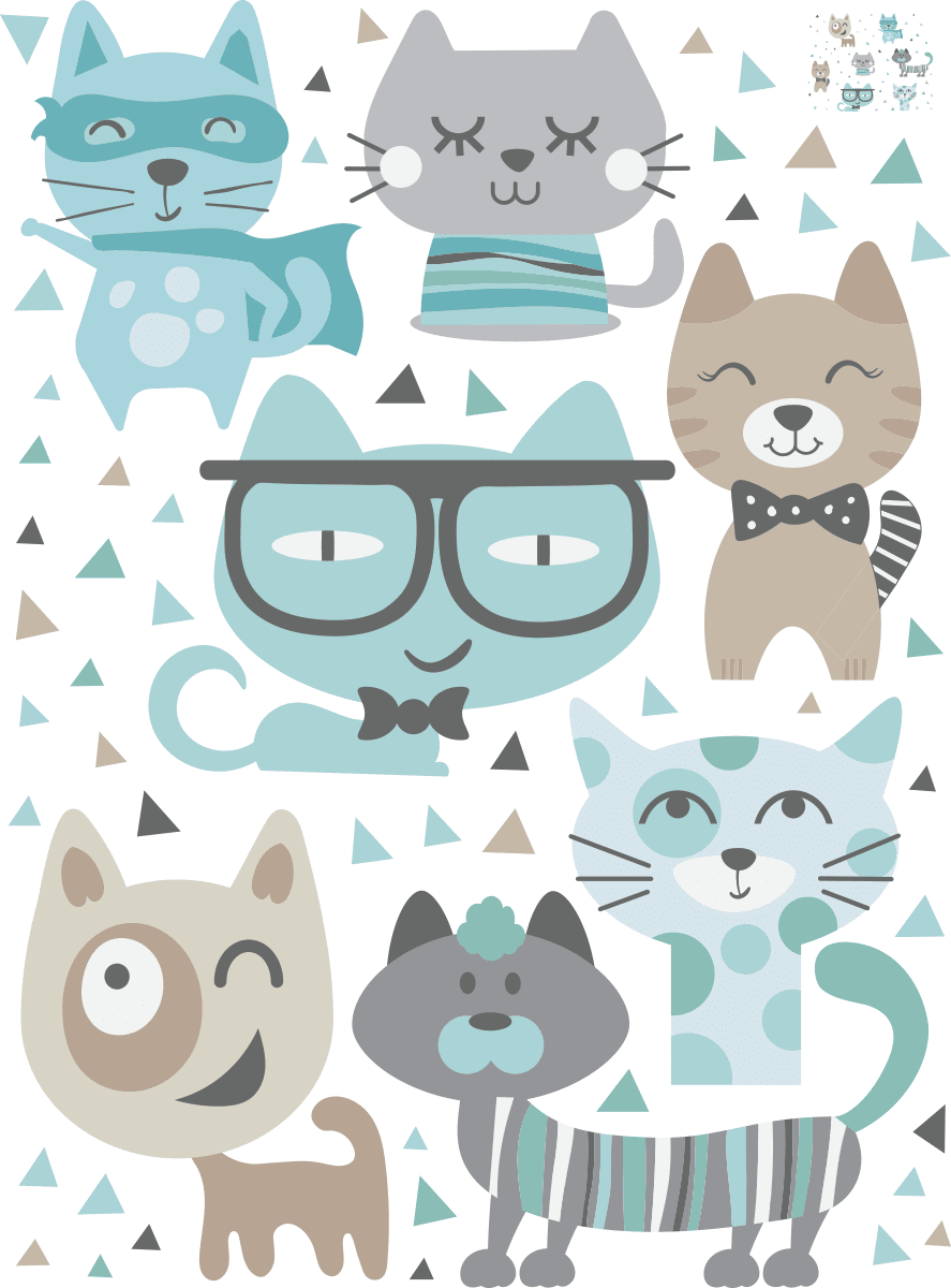 Ambiance-sticker Stickers chats amis heureux