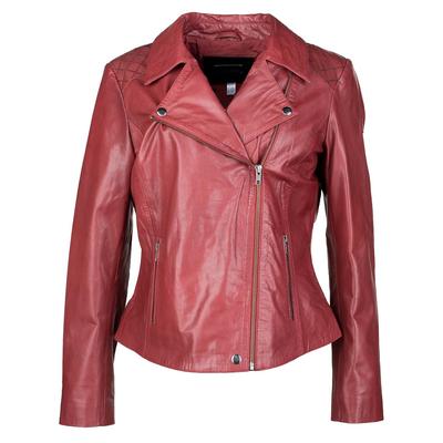 Bikerjacke JCC "1703", Damen, Gr. 38, rot, Obermaterial 100% Ziegenleder / Futter: 100% Baumwolle, Jacken