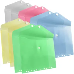 1 Set - Dokumententaschen A4, abheftbar, farbig sortiert 10 Stück blau, grün, gelb, transparent, rosa, PP