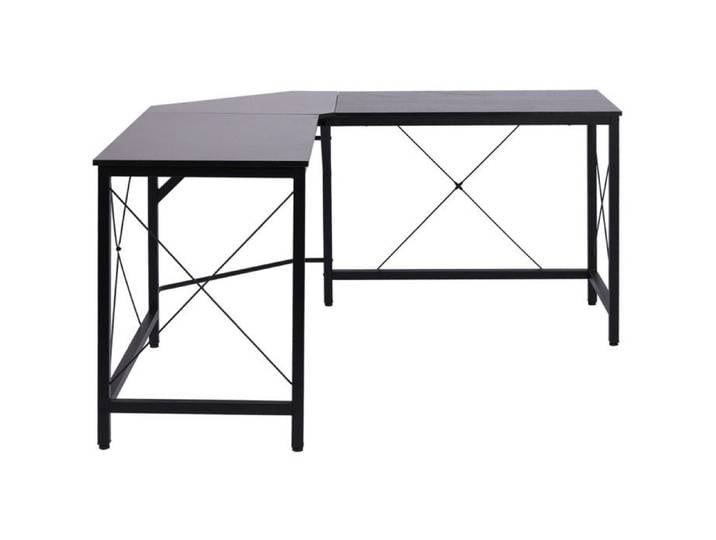ELVORIN bureau d angle en L 150 x 150 x 76 cm plateau en MDF mélaminé structure en acier noir