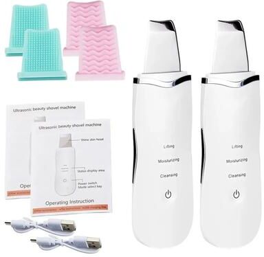 Useful Little Things Ultrasonic Skin Scrubber And Pore Peeling Spatula 2pcs White