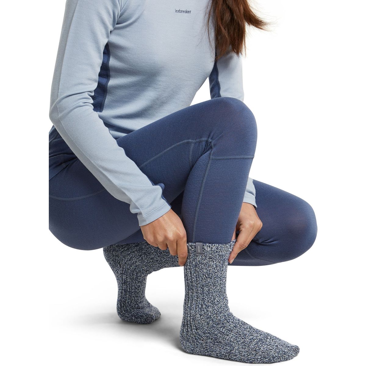 Icebreaker U Mer Ski Lodge Crew dawn/mid navy/undyed (IB0P8) SM 0A573KIB0P8-SM