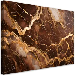 LEINWANDBILD Brauner Marmor mit goldener Abstraktion 60x40cm