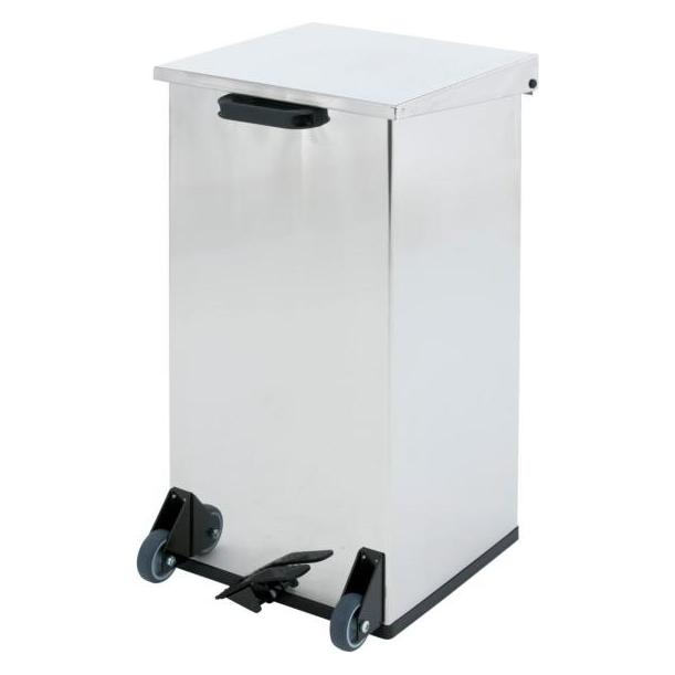 ReinigungsBerater Müllcontainer mobiler Treteimer Carro-Kick 110 L edelstahl feuerfester Treteimer mit Rädern (110 l) (CAR-176463)