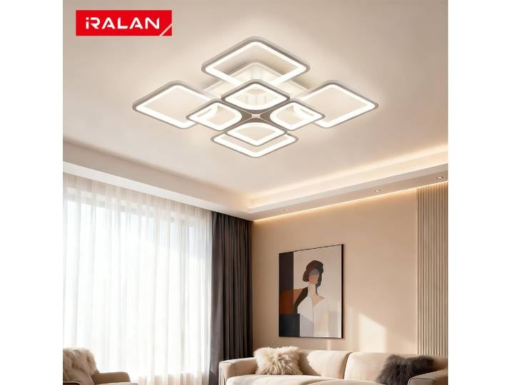 IRALAN – plafonnier carré élégant avec télécommande, lustre à gradation infinie pour décoration de chambre à coucher et de salon