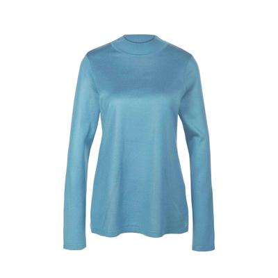 Strickpullover GOLDNER "Strickpullover mit Stehbundkragen", Damen, Gr. 46, blau (eisblau), Obermaterial: 100% Polyacryl PAN., eng Tubular, Pullover Strickpullover, wie echter Kaschmir