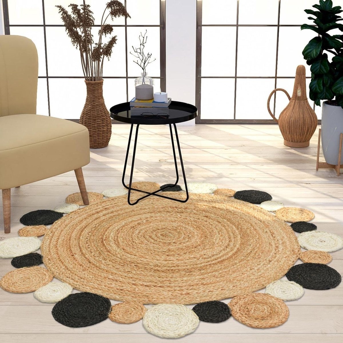 Rond Jute Vloerkleed in Boho Stijl