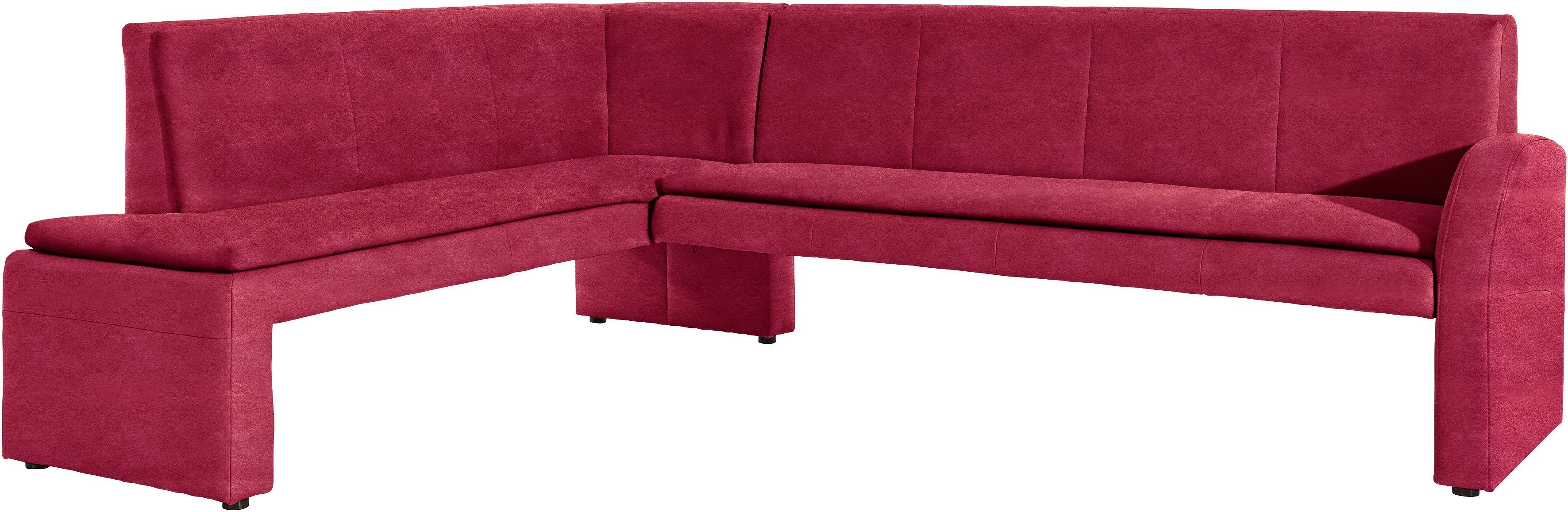 Eckbank EXXPO - SOFA FASHION "Cortado, elegant und modern mit hohem Sitzkomfort", rot, B:265cm H:88cm T:196cm, Strukturstoff (88%Polyester, 12% Nylon) mit Absatz Luxuskunstleder;Luxus-Microfaser (Zusammensetzung: 10% Baumwolle, 90% Polyester), Sitzbänke, 