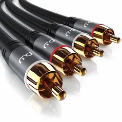 Primewire Stereo Cinch Audio-Kabel, RCA, mehrfach geschirmtes HiFi Audiokabel, 2X Cinch zu 2X Cinch - 1m