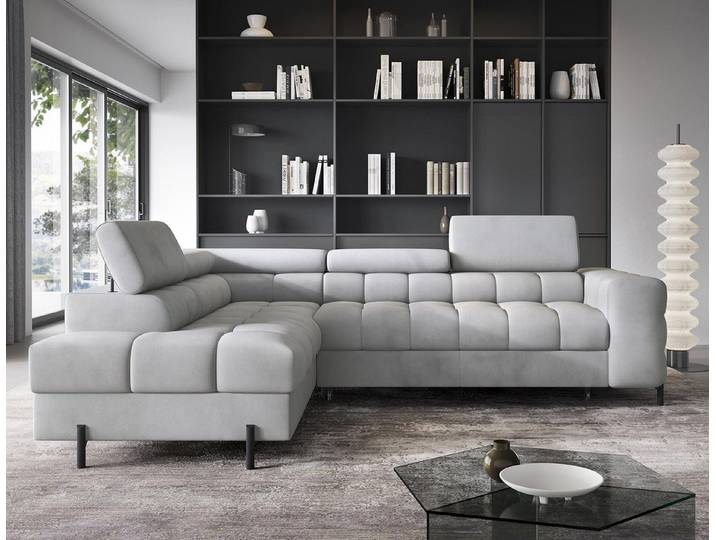 Compleo Ecksofa bubble mit verstellbaren Kopfstützen, BENITO Schlaffunktion, Bubble design