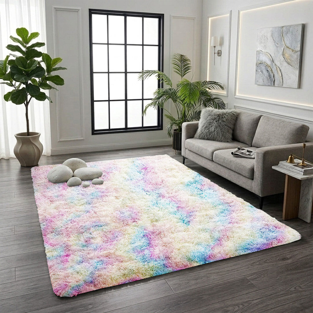 Fairmont Park Vibrant Multi-Tone Abstract Rainbow Shag Area Rug - Soft Microfiber Easy-Care Design Rainbow Rectangle 160 x 230 cm
