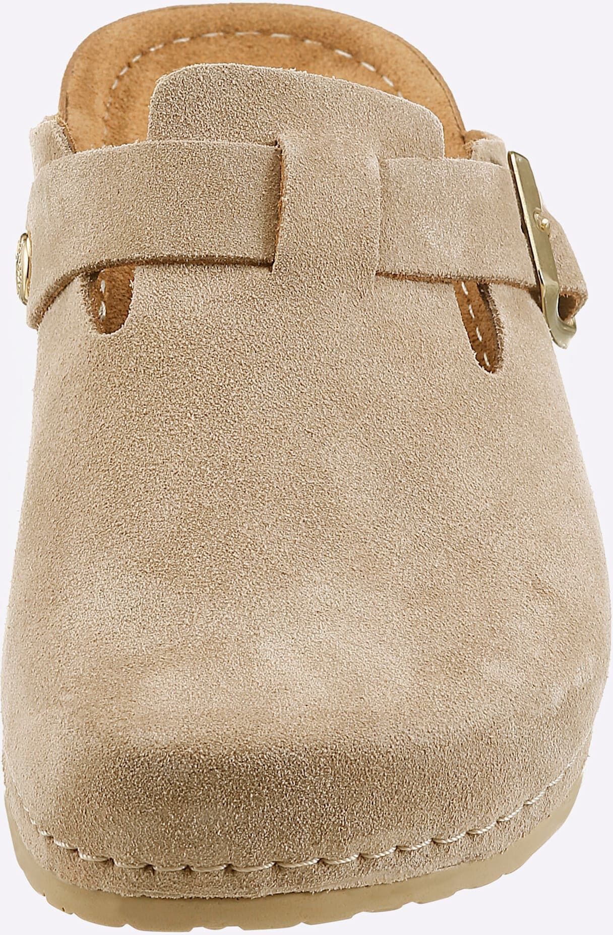 Clog MUBB, Damen, Gr. 39, Leder, beige, Leder, Veloursleder, Schuhe Clog beige 39, Leder