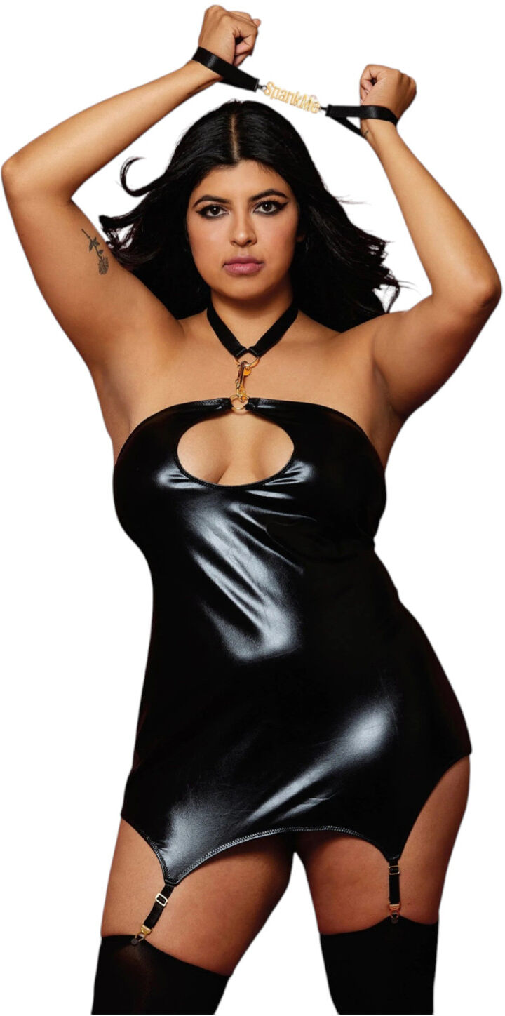 Dreamgirls Plus Size - black shiny-effect party set (XL-2XL)