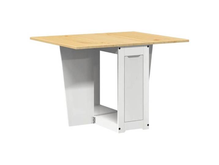 Table à manger table à dîner papillon pliable Corona blanc bois de pin massif 8549025 FrenchDays