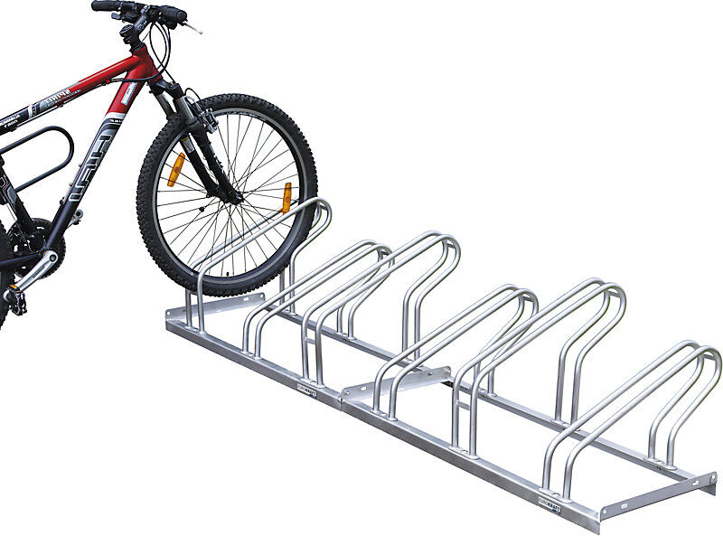 Fahrradständer, Bügel aus 18 mm Stahlrohr, Radeinstellung einseitig, feuerverzinkt, 6 Stellplätze eurokraft pro