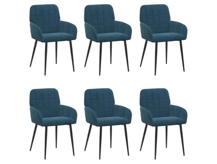 KUTYWEXFM Esszimmerstühle 6er Set Samt Polsterstuhl Metallbeine Blau Modernes 6er Set Küchenstühle mit ergonomischer Rückenlehne und weicher Polsterung für Küche, Wohnzimmer und Essbereich.