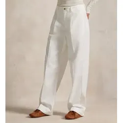 Polo Ralph Lauren für Damen. 211A96676002 Lässige Baumwollhose mit Bundfalten in Gebrochenes Weiß (42), Baumwolle, Klassisch