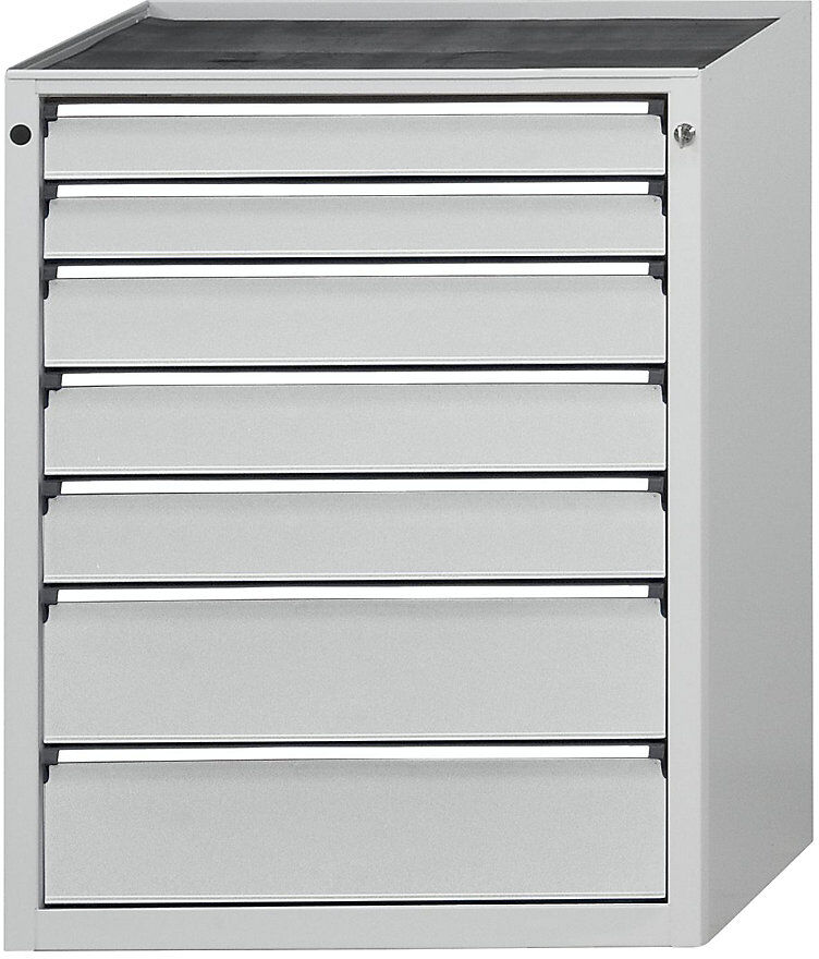 Schubladenschrank ohne Platte, Breite 760 mm, 7 Schubladen, Front lichtgrau ANKE