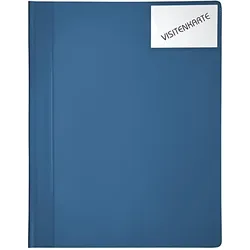 Schnellhefter mit weissen Heftzungen, Taschen vorn+innen,A4, blau