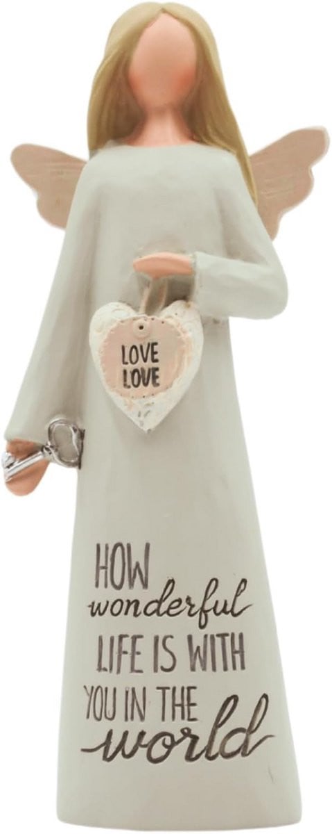 Handgemaakt Engel Beeldje Beschermengel Ornament Mat - Hoogte: 12 cm