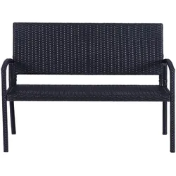 Outsunny Polyrattan Gartenbank Parkbank Sitzbank 2-Sitzer Geflecht Stahl Schwarz B122 x T60 x H87cm