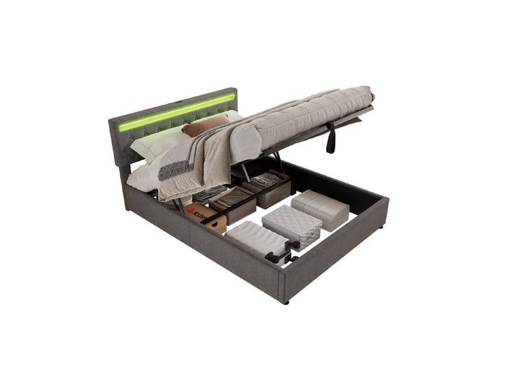 Rutaqian Daybett Flachbett, hydraulisches Bett mit Umgebungslicht, Fernbedienung