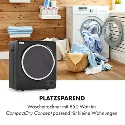 Klarstein Jet Set 2500, Wäschetrockner, Ablufttrockner, 850W, EEK G, 2,5kg, 50cm, schwarz Schwarz