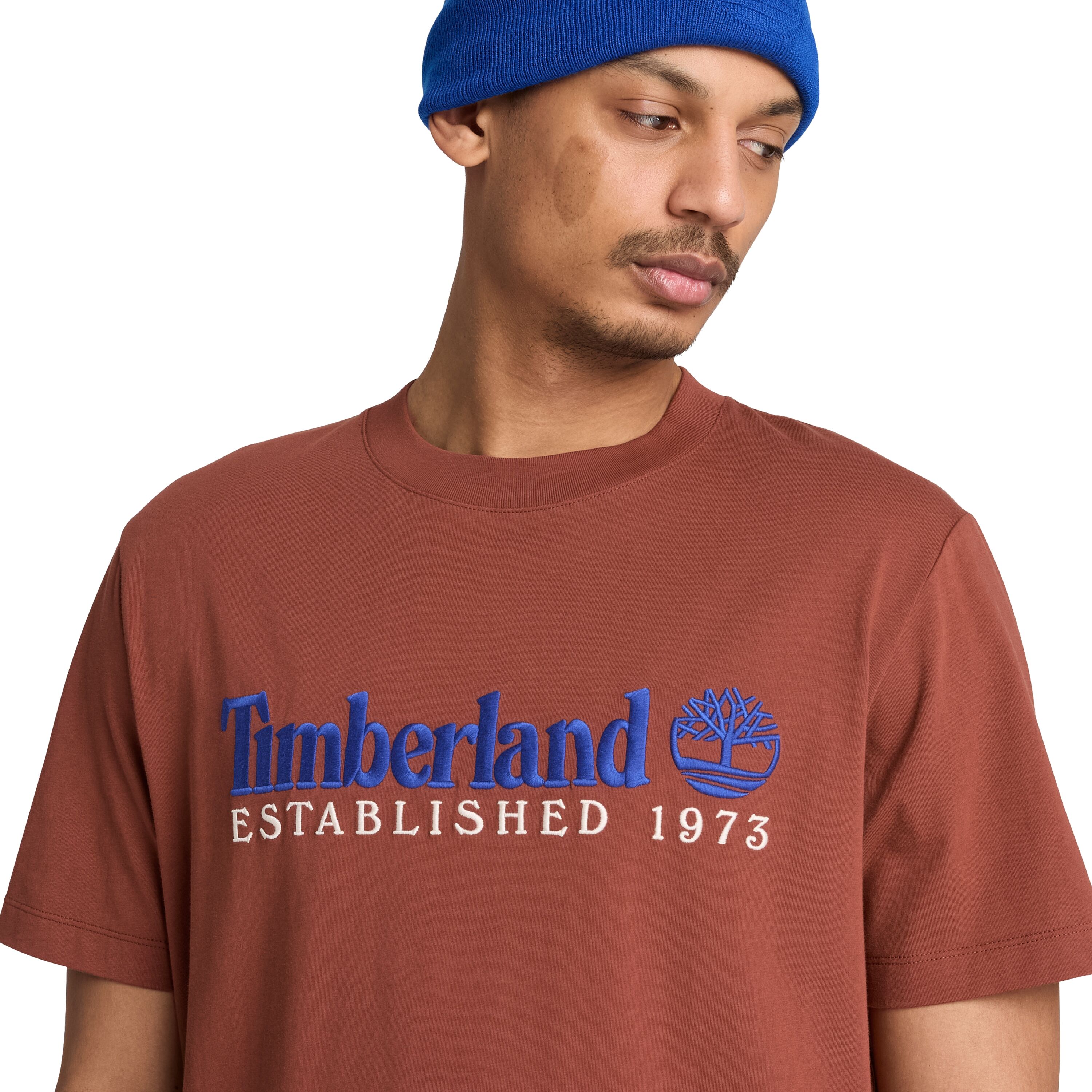 T-Shirt TIMBERLAND "ESTABLISHED 1973 - SS Embroidered Tee", Herren, Gr. XXL, braun (braunout), Jersey, Obermaterial: 100% Baumwolle, normal, Rundhals, Shirts T-Shirt, Kurzarm, mit Rundhalsausschnitt, aus Baumwolle, normale Schnittform